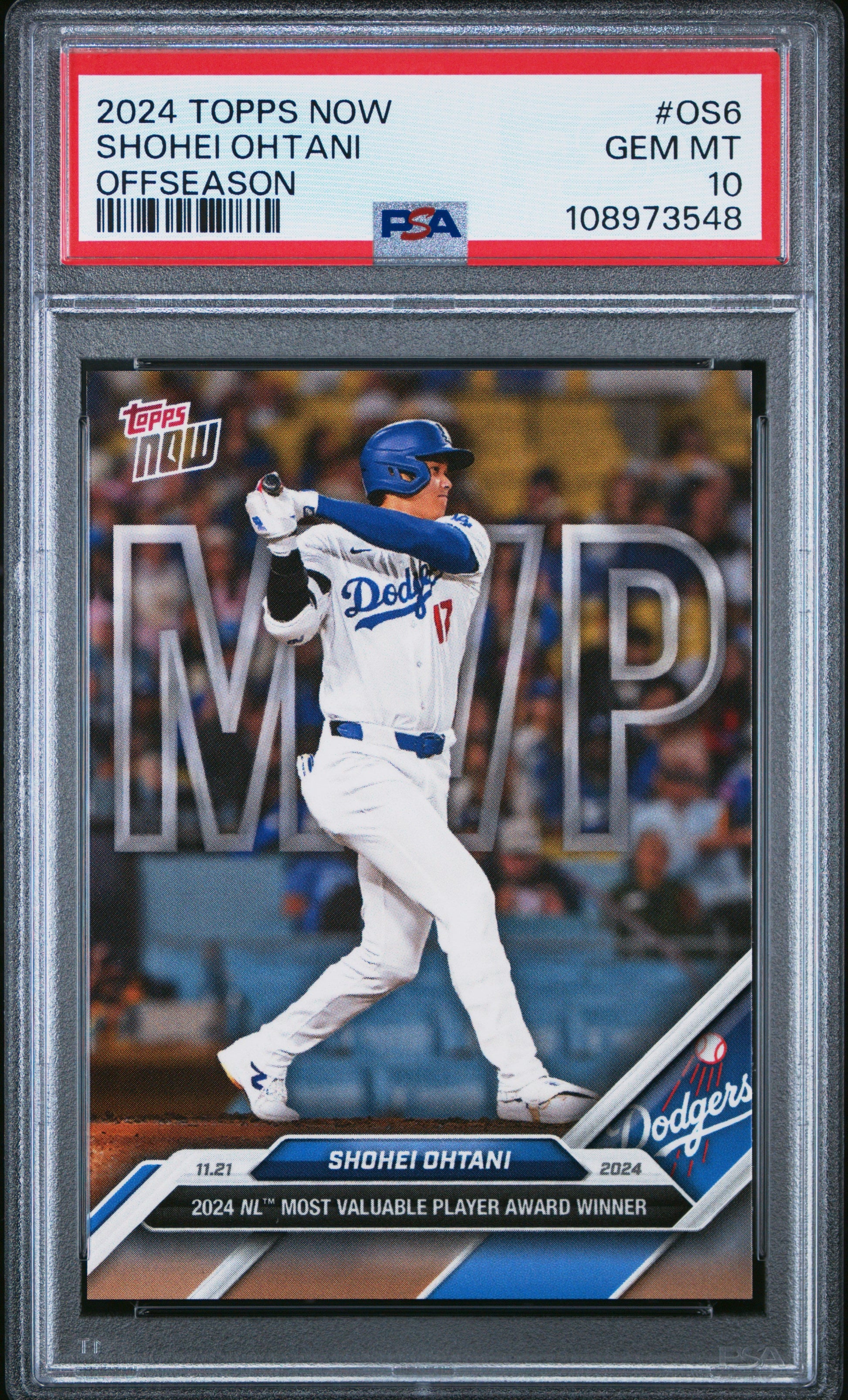 Graded 2024 Topps Now Shohei Ohtani #OS6 Offseason Baseball Card PSA 10 Gem Mint