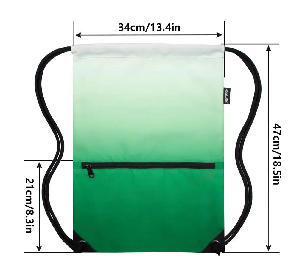 HOLYLUCK Drawstring Backpack Bag Sport Gym Sackpack Gradient Green