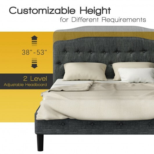 Queen Upholstered Headboard with Adjustable Heights-Light Gray