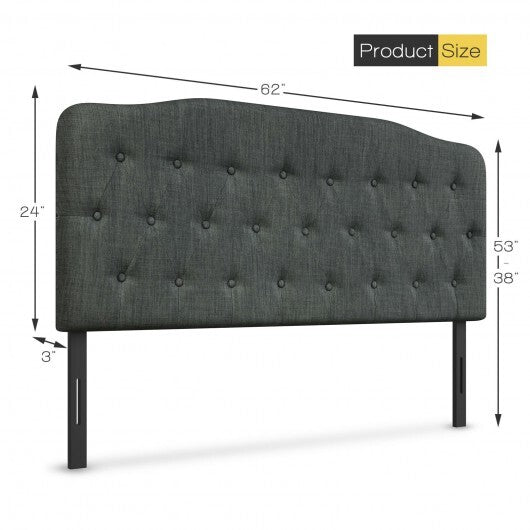 Queen Upholstered Headboard with Adjustable Heights-Light Gray