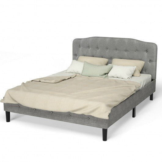 Queen Upholstered Headboard with Adjustable Heights-Dark Gray