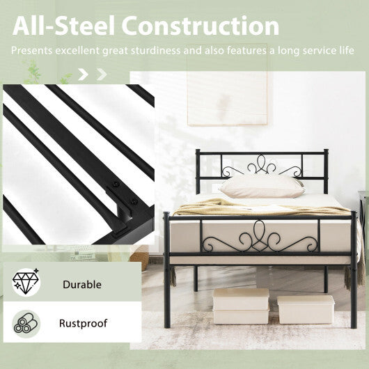 Twin/Full/Queen Size Metal Bed Frame with Headboard and Footboard-Queen Size