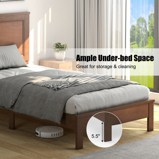 Twin Size Platform Bed Frame with Rubber Wood Leg-Black