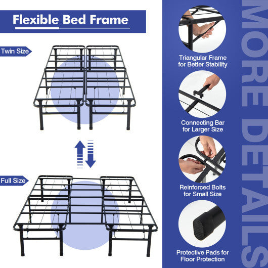 Queen/King Size Folding Steel Platform Bed Frame for Kids and Adults-King Size