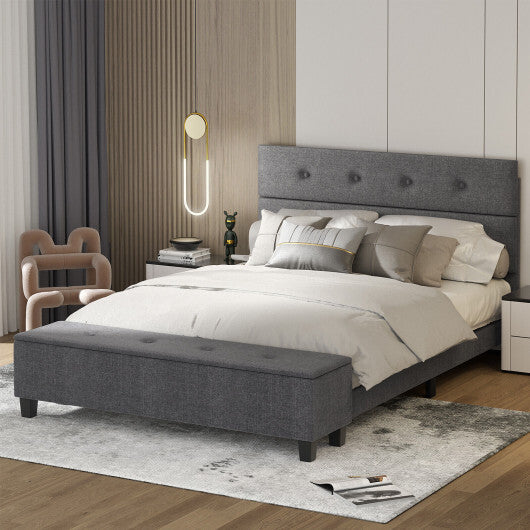 Twin/Full/Queen Upholstered Bed Frame with Ottoman Storage-Full Size