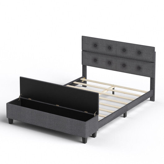 Twin/Full/Queen Upholstered Bed Frame with Ottoman Storage-Full Size