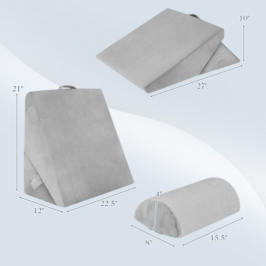 3 Pieces Bed Wedge Pillow Set with Air Memory Foam-Off-white