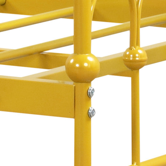 Twin Size Golden Metal Daybed with Trundle and Lockable Wheels-Twin Size