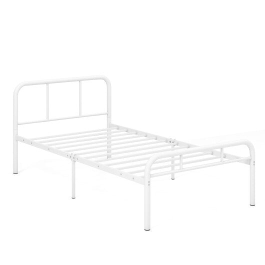 Modern Metal Platform Bed with Headboard and Footboard-Black