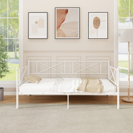 Twin Size Platform Bed with Heavy-duty Metal Slat Support-Black