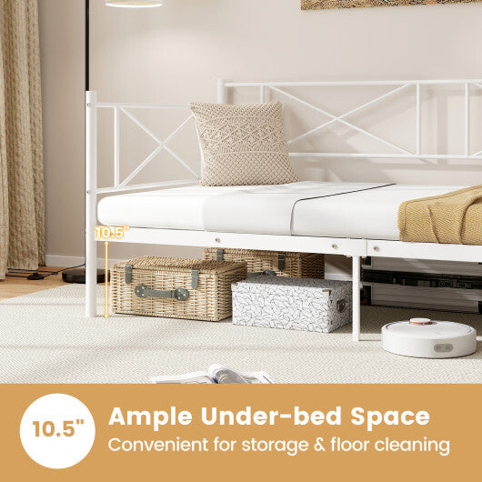 Twin Size Platform Bed with Heavy-duty Metal Slat Support-Black