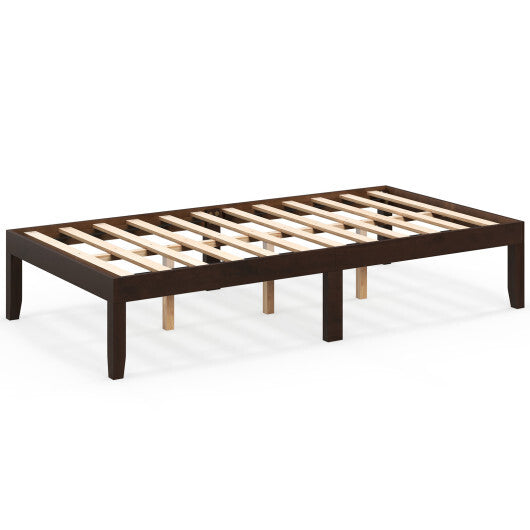 14 Inch Twin Wood Platform Bed Frame with Wooden Slats Support-Natural