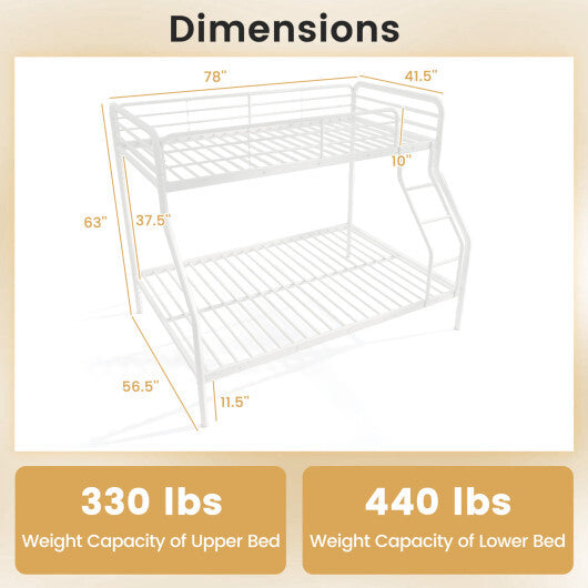 Twin Over Full Bunk Bed with Ladder and Full-length Guardrails-Black