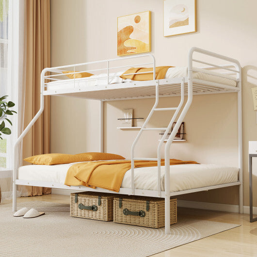Twin Over Full Bunk Bed with Ladder and Full-length Guardrails-Black