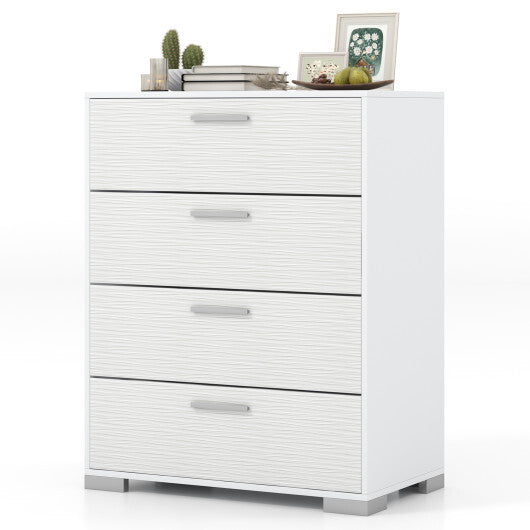 4 Drawer Storage Cabinet with Metal Legs Handles with Anti-Toppling Devices-Gray