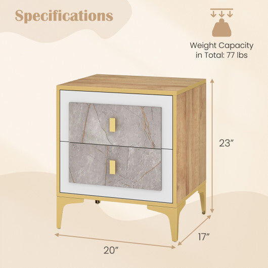 Nightstand with 2 Pull-out Drawers for Living Room Bedroom