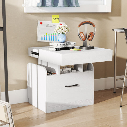 Nightstand with Charging Station Modern Bedside Table for Living Room Bedroom Office-Black