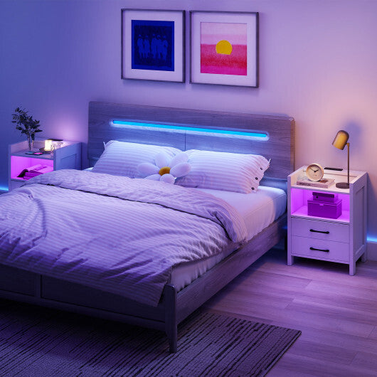 23.5 Inches Nightstand with Charging Station and Open Storage Shelf-White
