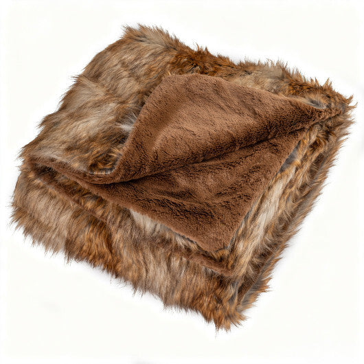 540GSM Soft Plush Fuzzy Luxury Faux Raccoon Fur Blanket for Bed-M