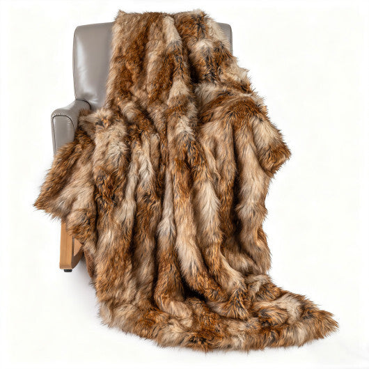 540GSM Soft Plush Fuzzy Luxury Faux Raccoon Fur Blanket for Bed-M