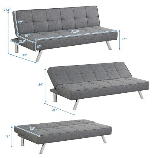 3-Seat Convertible Sofa Bed with High-Density Sponge for Living Room