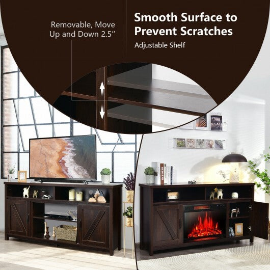 59 Inch TV Stand Media Center Console Cabinet with Barn Door for TV's 65 Inch-Black