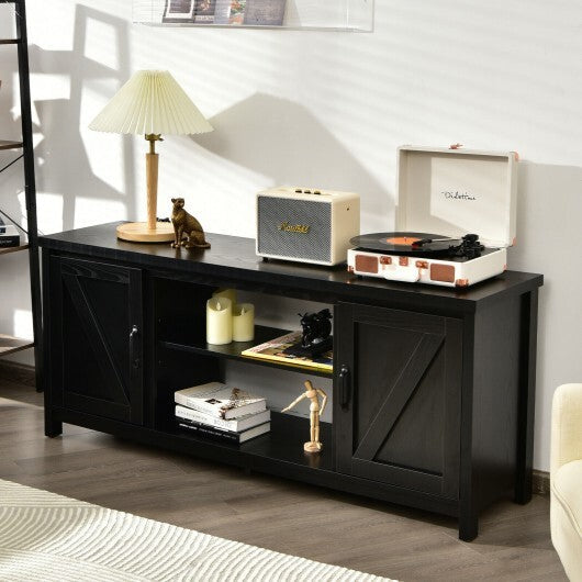 59 Inches TV Stand Media Console Center with Storage Cabinet-Natural