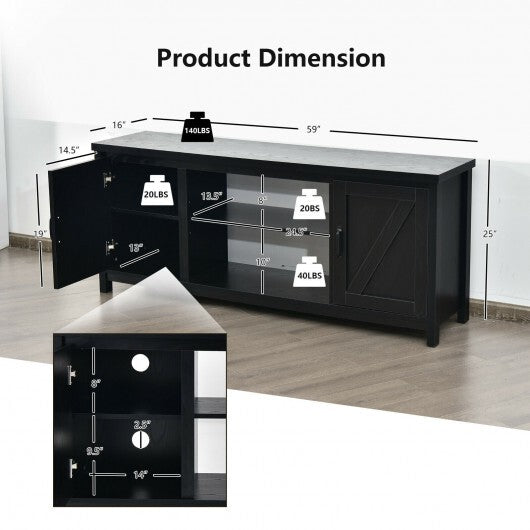 59 Inches TV Stand Media Console Center with Storage Cabinet-Natural