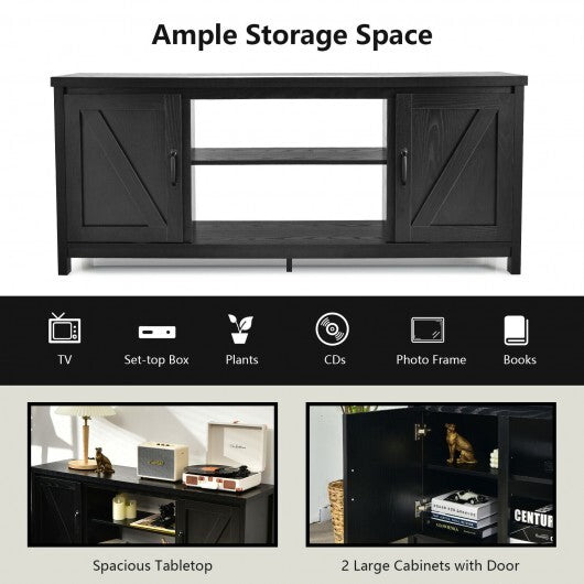 59 Inches TV Stand Media Console Center with Storage Cabinet-Natural