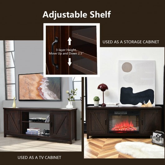 59 Inches TV Stand Media Console Center with Storage Cabinet-Natural