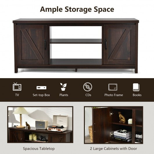59 Inches TV Stand Media Console Center with Storage Cabinet-Natural