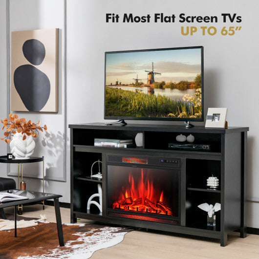 58 Inch TV Stand Entertainment Console Center with Adjustable Open Shelves-Black