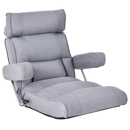 Adjustable Folding Sofa Chair with 6 Position Stepless Back-Blue