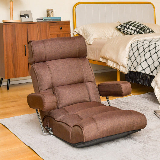 Adjustable Folding Sofa Chair with 6 Position Stepless Back-Blue