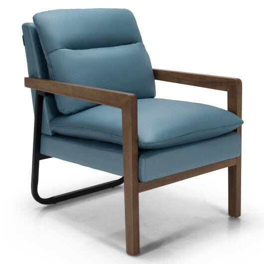Single Sofa Chair with Extra-Thick Padded Backrest and Seat Cushion-Green