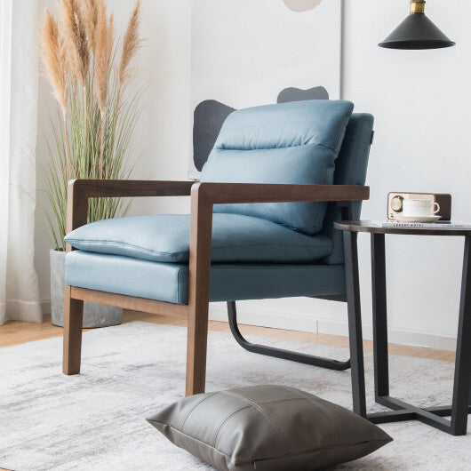 Single Sofa Chair with Extra-Thick Padded Backrest and Seat Cushion-Green