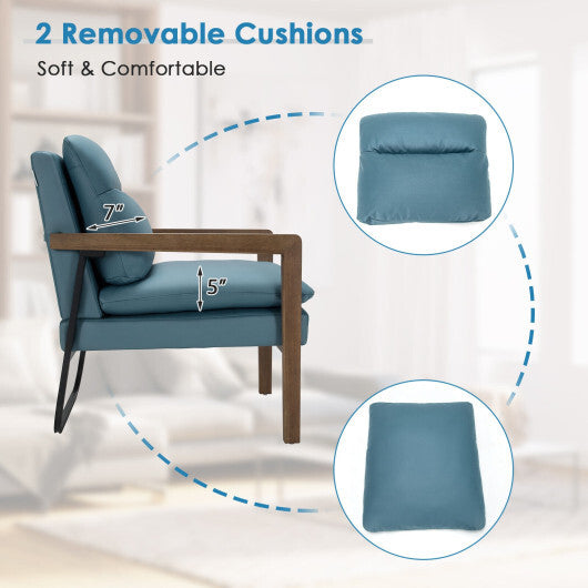 Single Sofa Chair with Extra-Thick Padded Backrest and Seat Cushion-Green