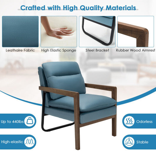 Single Sofa Chair with Extra-Thick Padded Backrest and Seat Cushion-Green