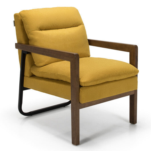 Single Sofa Chair with Extra-Thick Padded Backrest and Seat Cushion-Green