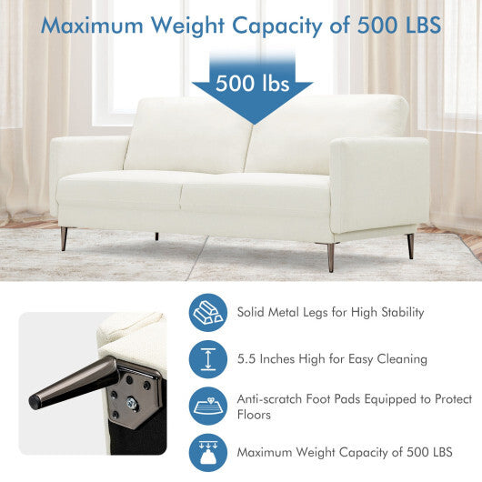 Modern Loveseat with Comfy Backrest Cushions-Gray