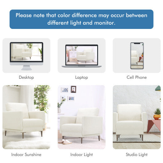 Modern Upholstered Accent Chair with Removable Backrest Cushion-White