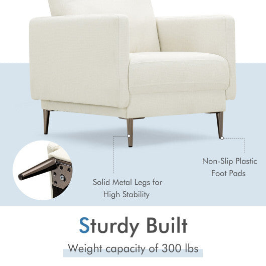 Modern Upholstered Accent Chair with Removable Backrest Cushion-White