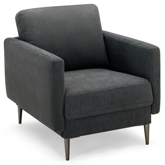 Modern Upholstered Accent Chair with Removable Backrest Cushion-White