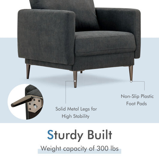 Modern Upholstered Accent Chair with Removable Backrest Cushion-White