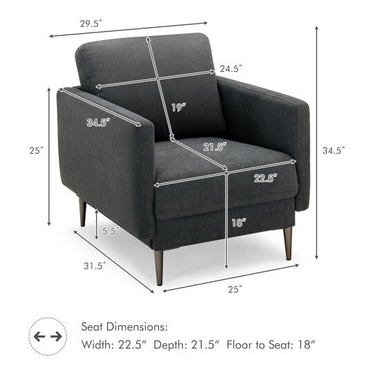 Modern Upholstered Accent Chair with Removable Backrest Cushion-White