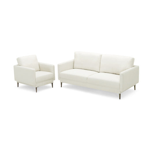 Modern Sofa Couch with Solid Metal Legs and Removable Backrest Cushion-Gray-Sofa Set