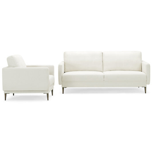 Modern Sofa Couch with Solid Metal Legs and Removable Backrest Cushion-Gray-Sofa Set