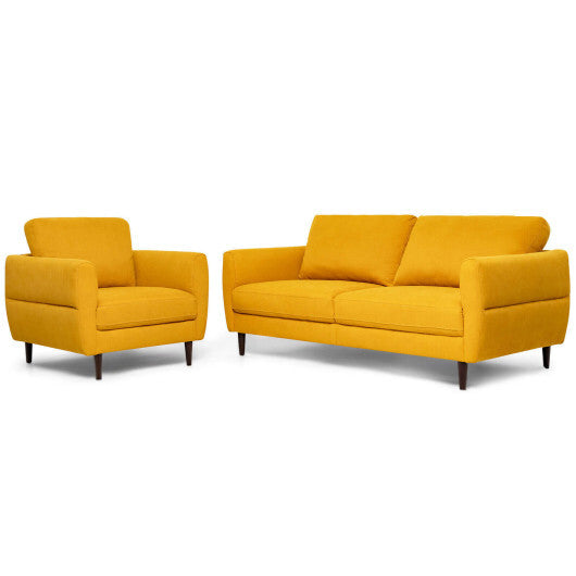 2 Pieces Upholstered Sofa Set with Removable Cushion Covers-Navy