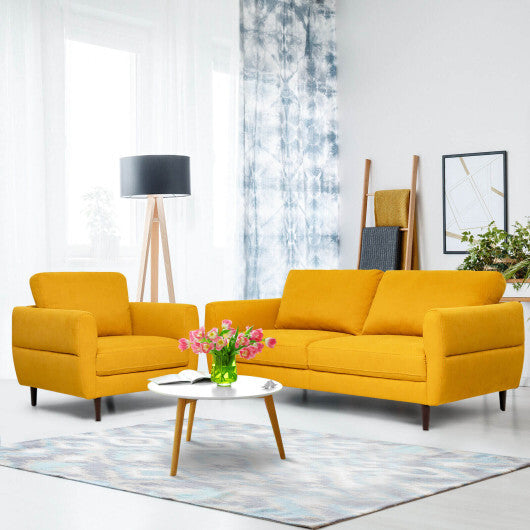 2 Pieces Upholstered Sofa Set with Removable Cushion Covers-Navy