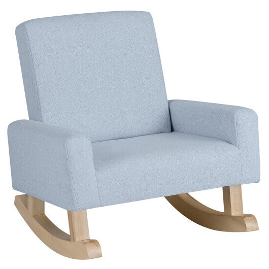 Kids Rocking Chair with Solid Wood Legs-Pink